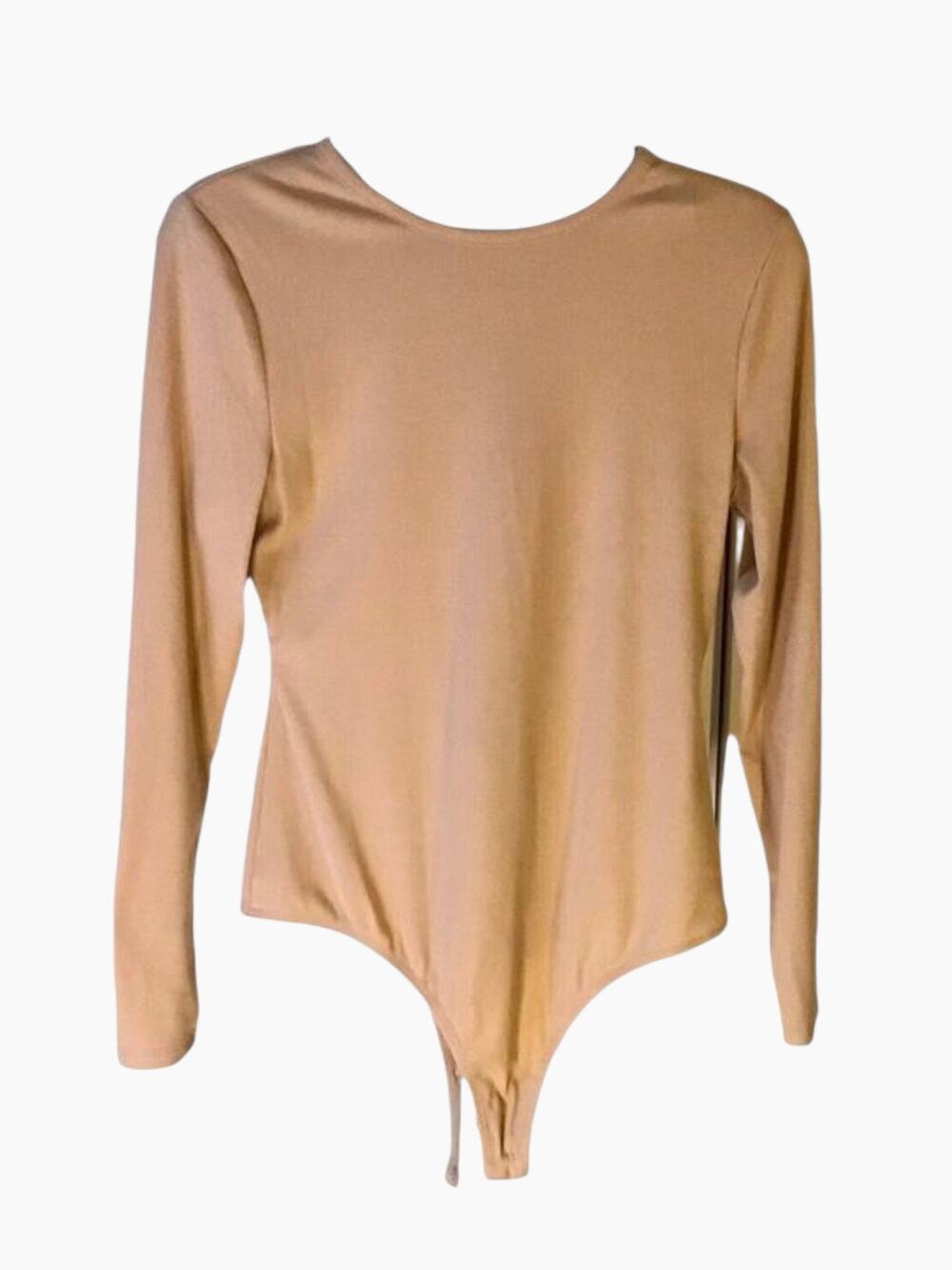 Gianni Bini Women's Tan Ribbed Long Sleeve Bodysuit Size L NWT